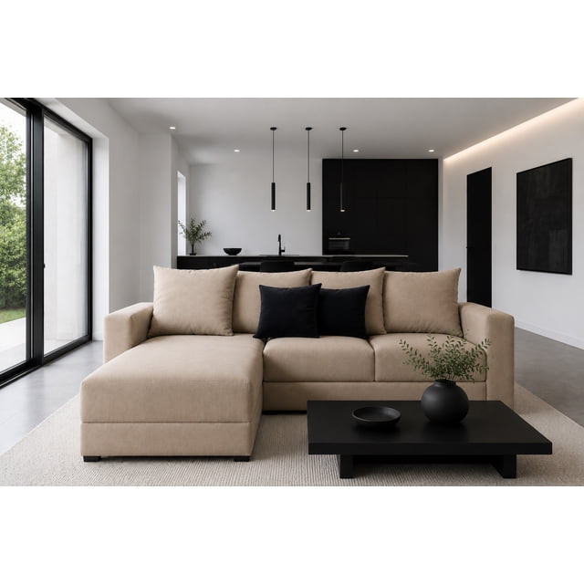 Sala Esquinera Modular El Bazar Store Lombar Beige Lino 220x160 cm Moderna en Esquina