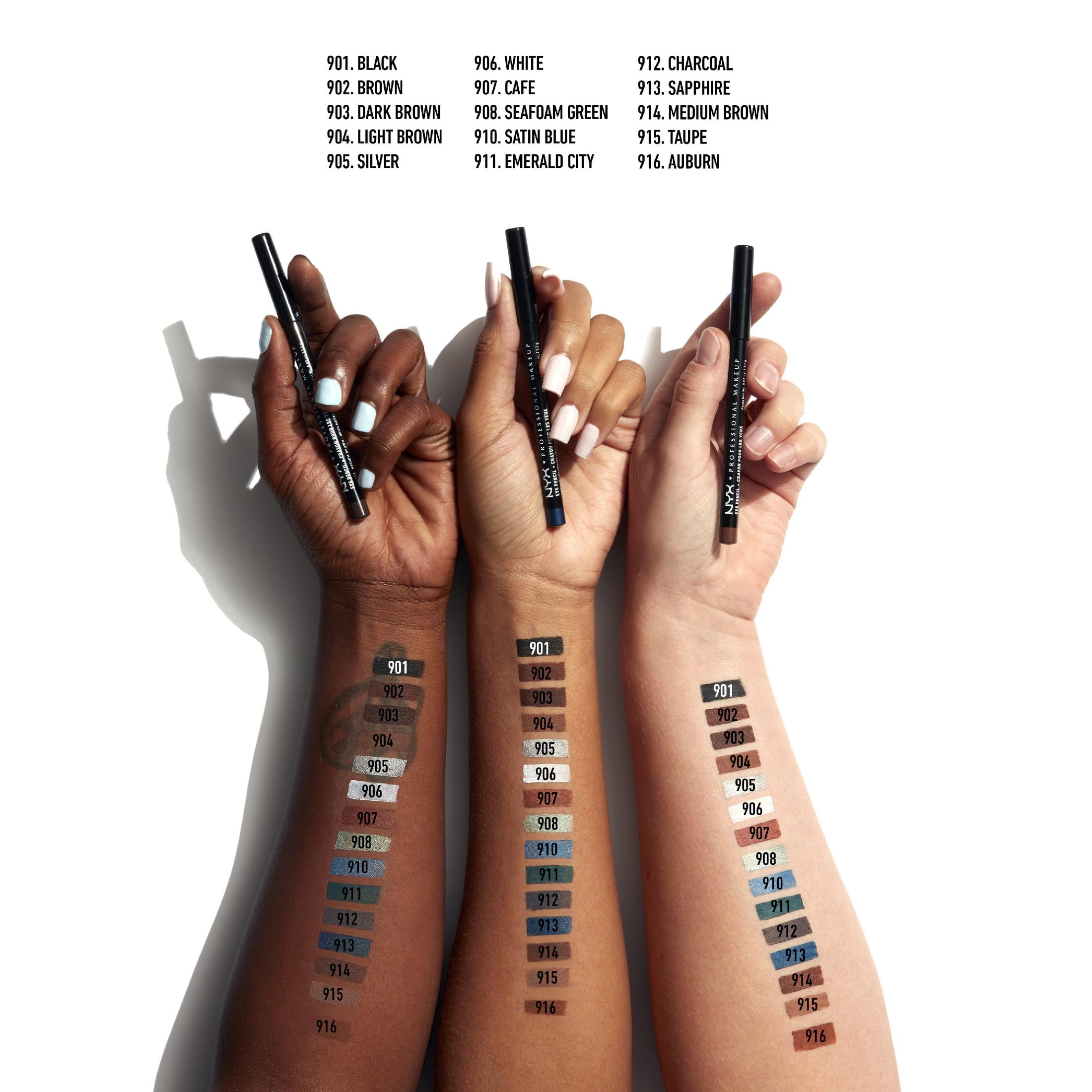 (2 pack) NYX Professional Makeup Slim Eye Pencil, Creamy longwear eyeliner, Black Brown