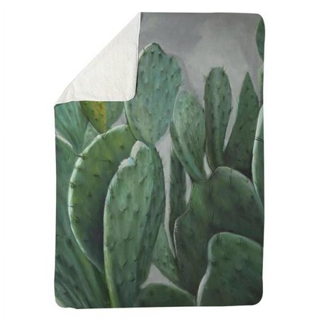 Begin Home Decor 5545-6080-FL139 60 x 80 in. Paddle Cactus-Sherpa Fleece Blanket