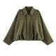 thumbnail image 1 of Chaqueta Xunger de gamuza sintética tipo bomber para mujer, color verde, talla M, 1 of 7