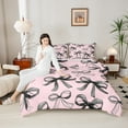 thumbnail image 4 of Manfei Cartoon Bow 2pcs Bedding Comforter Set,Black Pink Twin Comforter Sets,Dreamy Princess Breathable Bedding Set,Breathable Kawaii Bedroom Decorative,Reversible, 4 of 8