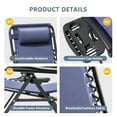 thumbnail image 4 of Lacoo 2 Zero Gravity Chair Patio Outdoor Foldable Lawn Lounge Chair Reclining Chair with Adjustable Pillow for Graden, Patio,Beach , Blue, 4 of 12
