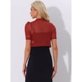 thumbnail image 3 of DARING DIVA Women's Open Front Short Sleeve Mesh Sheer Shrug M Red, 3 of 6