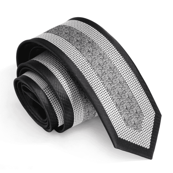 Yongchuantie Men's Plaid Necktie Black Silver Grey Plaid 2.36 " Slim Jacquard Woven Tie Gift Box