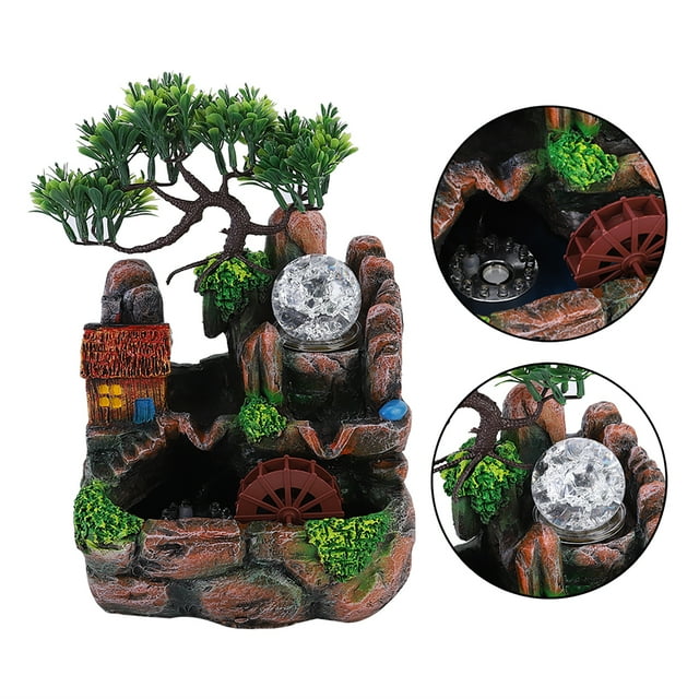 Desktop Fountain, Table Ornament, 7.3 X 5.6 X 7.9 In For Home Living Room 110V US Plug