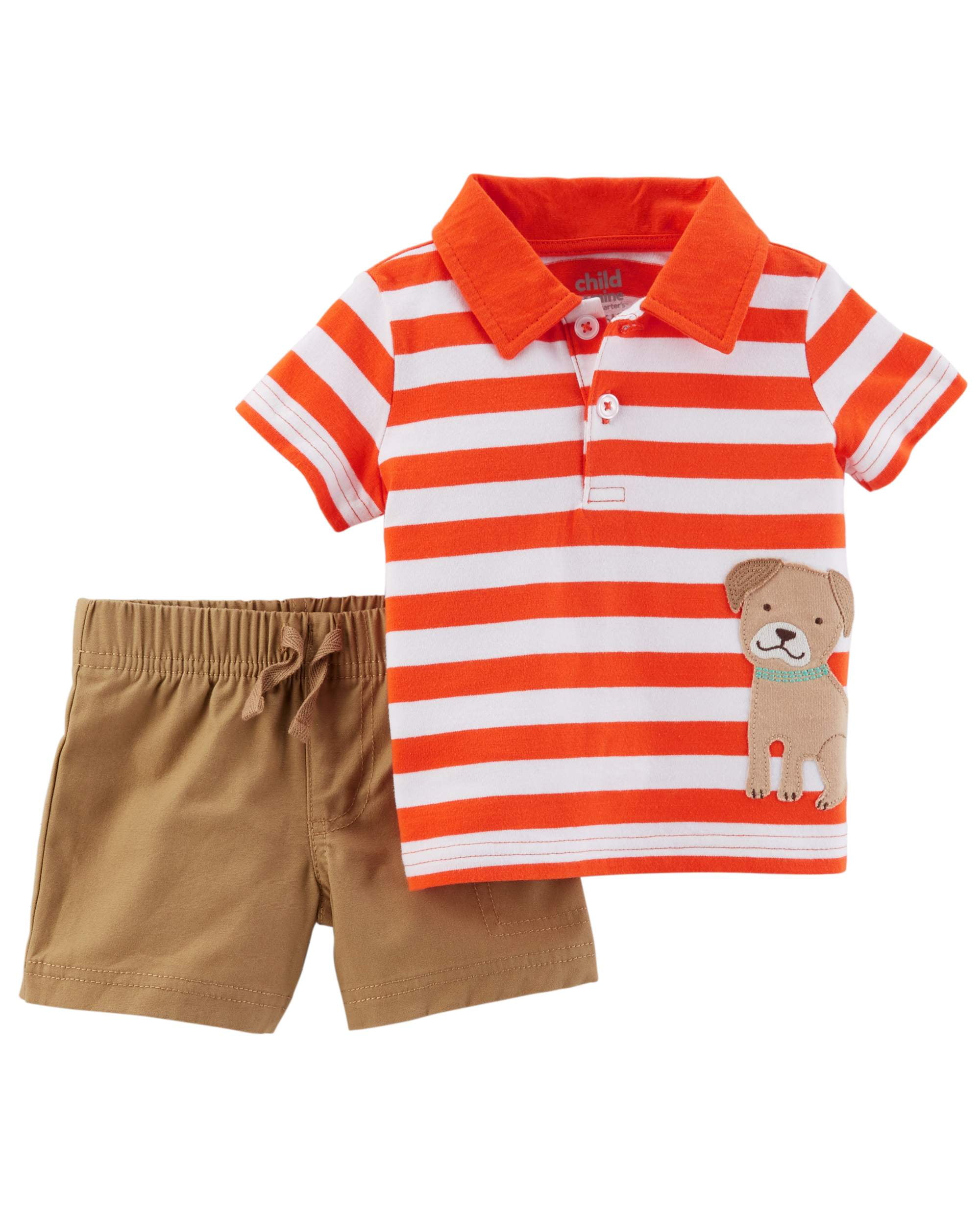 Baby Boy Polo Shirt & Shorts, 2pc Outfit Set