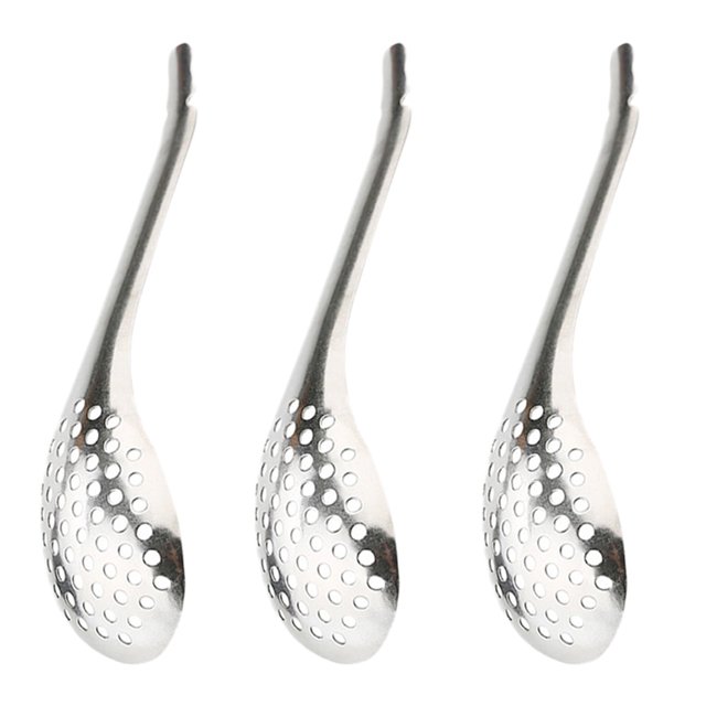 3 cucharas de acero inoxidable para caviar, cucharas ranuradas pequeñas, cuchara para esferificación, cuchara de barra ranurada molecular para sopas, cereales, salsas, guisos