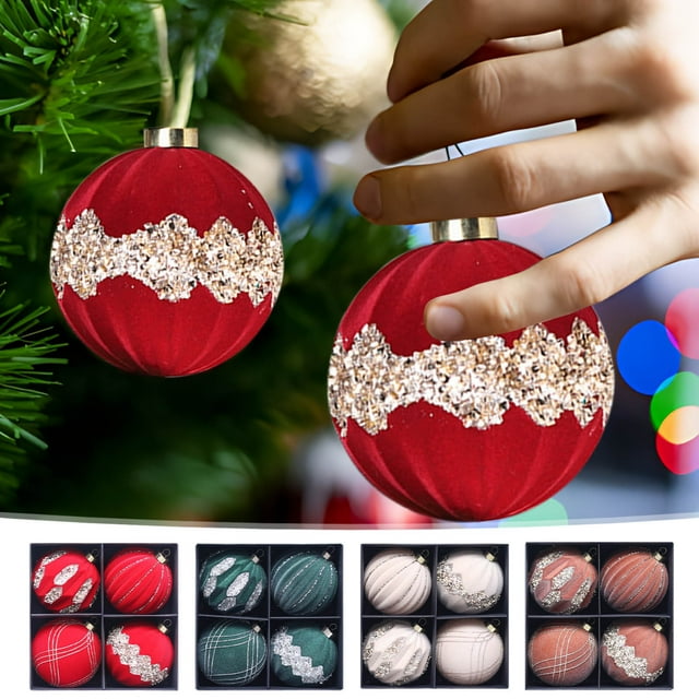 4 piezas de adornos navideños de plástico transparente - Adornos abiertos de 3,9" con diseños de nieve y árboles para decoraciones de árbol navideño