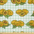 thumbnail image 2 of Ambesonne Apricot Fabric by the Yard Microfiber, Sketch Fruits and Leaves, 3 Yards, Earth Yellow Sage Green, 2 of 2