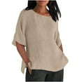 thumbnail image 1 of Blusa holgada de manga larga para mujer - Camisa informal de manga corta y color liso - Cuello en V, elegante, adecuada para todas las ocasiones - Tallas S-XXL, 1 of 5