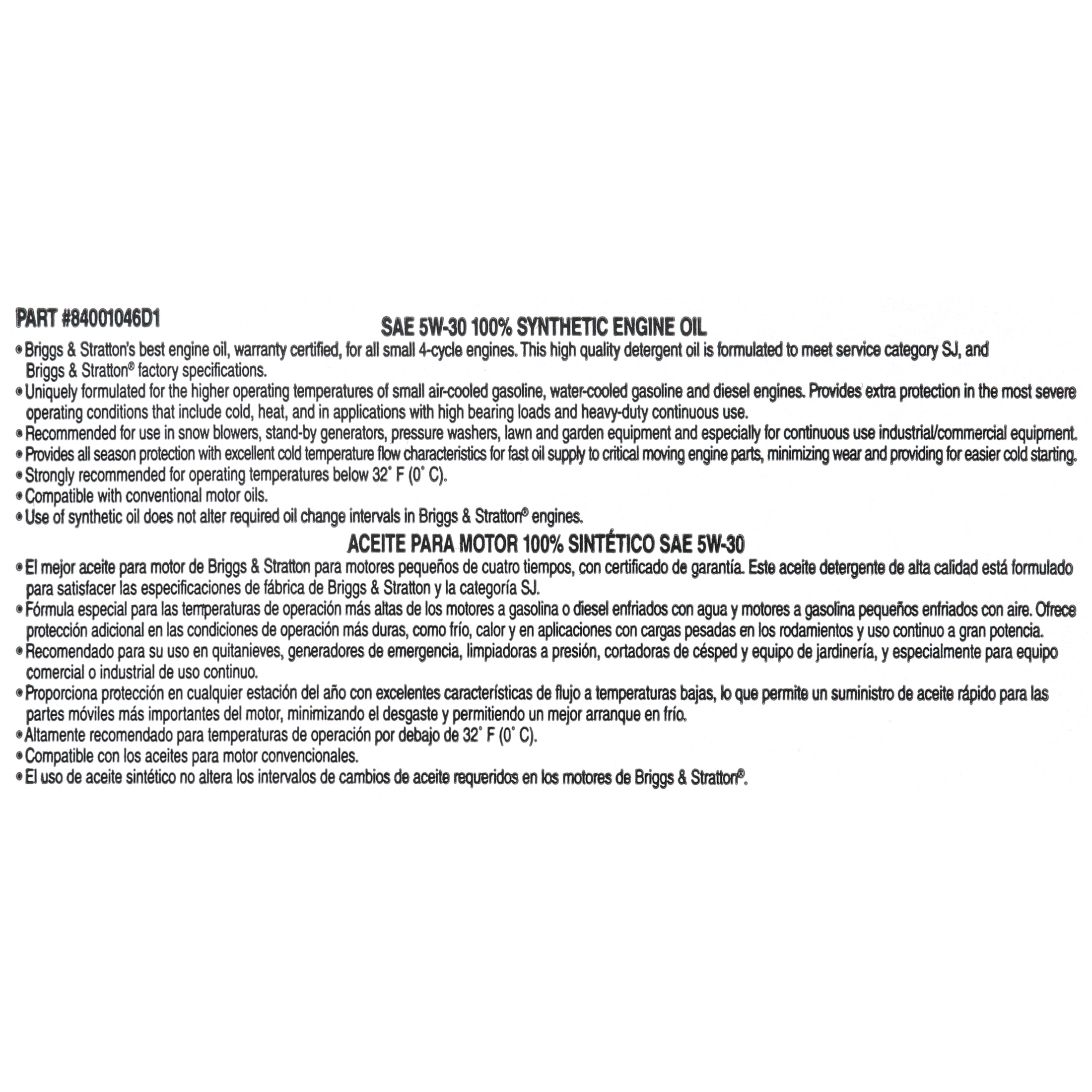 Genuine Briggs & Stratton 5W-30 Synthetic Motor Oil – 2-Pack (MPN 100074) For Small Engines