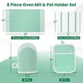 thumbnail image 4 of Casa Platino Kitchen Set Pack of 8, Oven Mitts Pot Holders Pad and Towel Set, Cute Kitchen Starter Set, Short Oven Mitts and Kitchen Hand Towels and Dish Cloths Sets - Sage, 4 of 8
