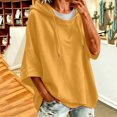 thumbnail image 6 of Trendy Hoodies for Women Oversized Pullover Casual Hooded Drawstring Solid Color 3/4 Split Sleeve Sweatshirt Top, 6 of 8