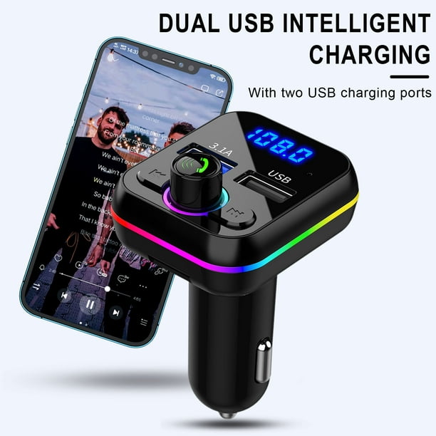 TIMIFIS Car Bluetooth 5.0 Wireless Handsfree Car FM Transmitter Receiver  Radio MP3 Adapter Player 2 USB Charger Kit Gift 