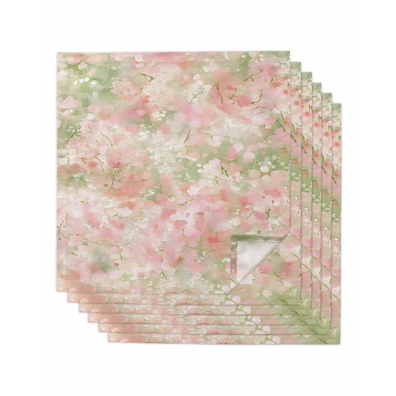 nqOlkjepod Pink Green Flower Cloth Napkins Set of 6 Reusable Dinner Napkins, Watercolor Summer Botanical Cocktail Napkin Washable Table Napkins for Wedding/Holiday Party/Baby Shower 20"x20"