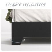 Einfach Queen Size Black Leather Upholstered Bed Frame with Adjustable Headboard, No Box Spring Needed, Low