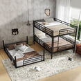 thumbnail image 6 of Full over Full over Full Triple Bunk Bed Frame, Heavy Duty Detachable Bunk Beds for 3, Metal 3 Bunk Beds with Ladder & Guardrail for Teens Adults (Black), 6 of 8