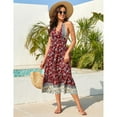 thumbnail image 3 of Yesfashion Women's Boho Deep V Neck Backless Flowy Floral Maxi Beach Dress, 3 of 5