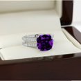 thumbnail image 2 of HeartsAndYou 3ct Natural Purple Amethyst Dual Band Engagement Ring 100% 14k SOLID White Gold, 2 of 9