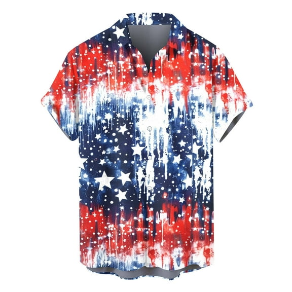 GERsome 4th of July Shirts for Men American Flag Graphic Patriotic Button Down Short Sleeve Shirts Summer Holiday Beach Shirts S-3XL