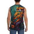 thumbnail image 4 of Lsque Colorful Owl Forest Print Men's Cotton Blend Sleeveless Muscle Shirts (S-3XL)- Moisture Wicking, Odor Protection, UPF 30+,Medium, 4 of 8