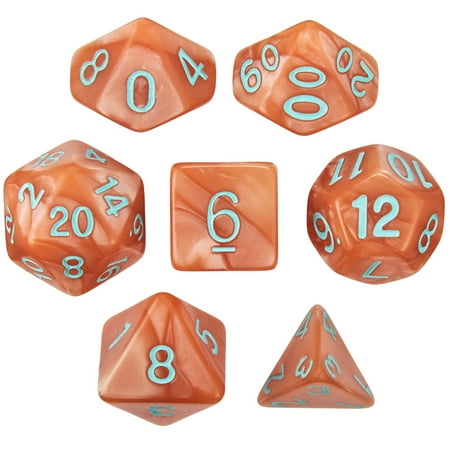 UPC: 0753569875182 | Set of 7 Dice – Precursor s Legacy – Pearlized Copper with Green Paint
