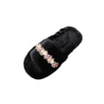 thumbnail image 2 of Viluyesy Womens Floral Fuzzy Slippers, Plush Soft Sole Open Toe House Warm Slip-On Trendy Indoor Slippers Black, 2 of 9