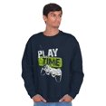 thumbnail image 3 of Play Time Video Game Gaming Nerd Men's Crewneck Sweatshirt Brisco Brands S, 3 of 6