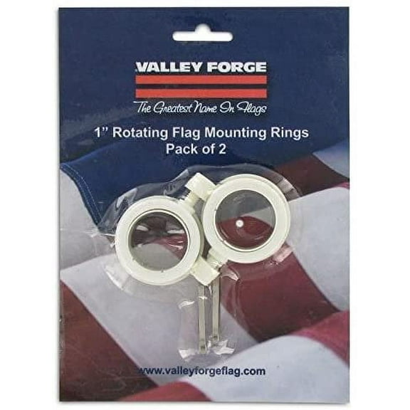 Valley Forge Flag Mounting Rings - Rotating, Rust Resistant - 2 Pack, Fits 1" Flagpole