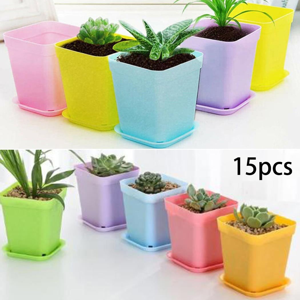 5x Mini Plastic Flower Pot Succulent Plant Flowerpot Fr Home Office School Decor 