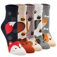 thumbnail image 1 of Aocisk Cool Animal Cartoon Design Colorful Women Socks Five Pairs Pack Novelty Cute Crew Style Multicolor One Size, 1 of 6