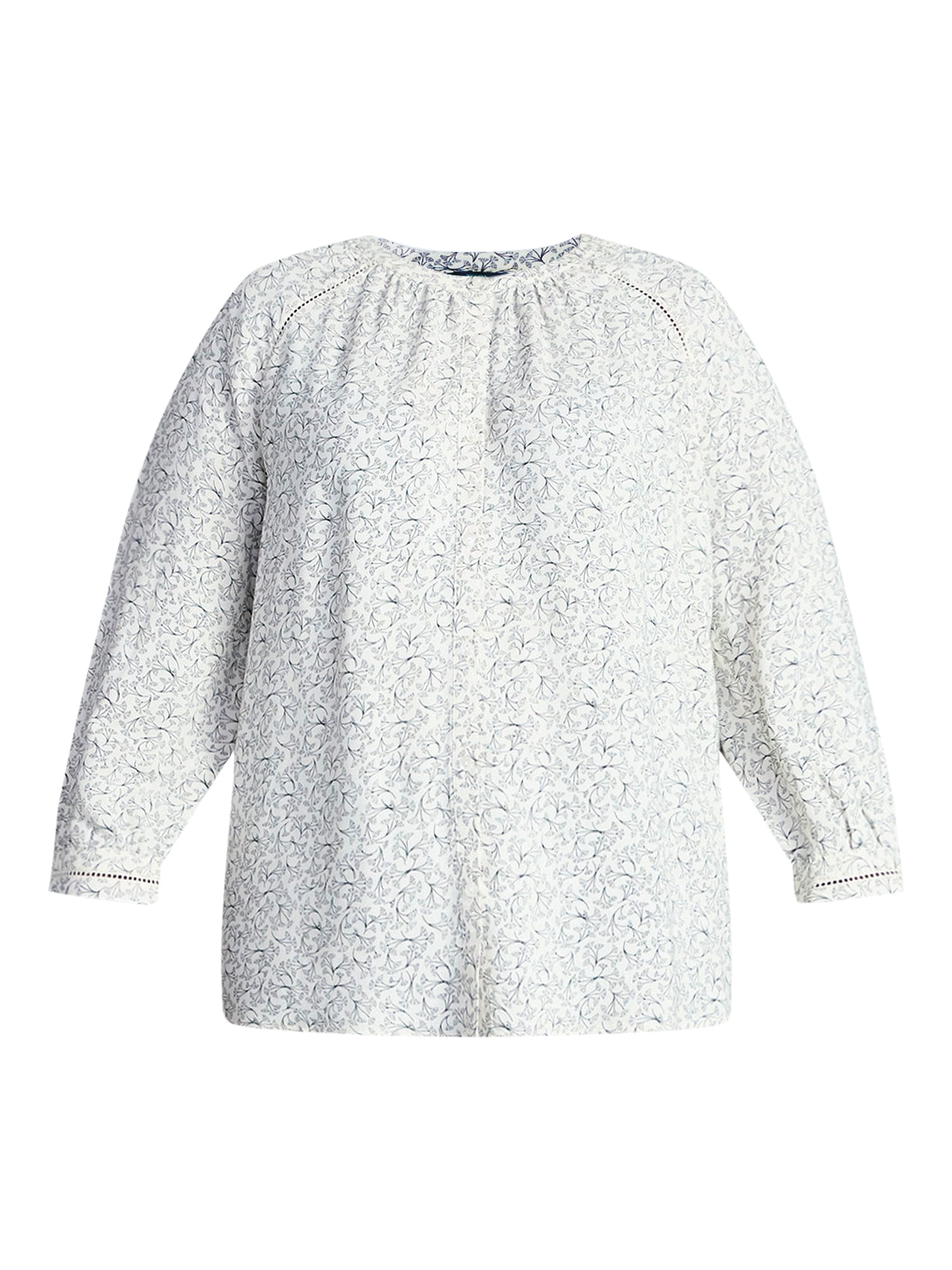 Terra & Sky Women's Plus Size Button Blouse with 3/4-Length Sleeves, Sizes 0X-5X