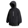thumbnail image 2 of Zivyakyro Zip up Rain Jacket Men Lightweight Workout Windbreaker Long Sleeve Jacket Hooded Sun Protection Colorblock Loose Black L, 2 of 9