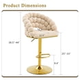 thumbnail image 5 of Set of 2 Beige Puffy Bubble Chair Ball Chain Chair Velvet Bar Stools with Gold Legs, Modern Tufted Adjustable Bar Chairs for Kitchen Island & Home Bar, 5 of 9