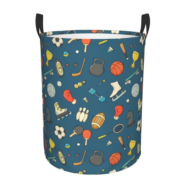 Fotbe Sports Ball Cesto de Ropa con Asas, Cesto Impermeable de Gran Capacidad, Bolsa de Lavado para Dormitorio, Cesto de Ropa con Ruedas y Asas-Medium