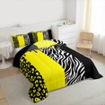 thumbnail image 3 of Homewish Fashion Abstract Teens Queen Comforter Set, Modern Zebra Cheetah Print Bedding Sets, Chic Yellow Polkadots Reversible Bedding Comforter Set, Lightweight Room Decor, 3 Pieces, 3 of 8