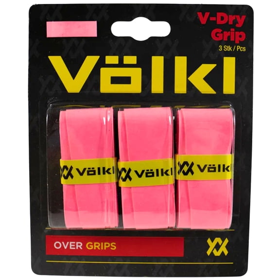 Völkl V-Dry Overgrip | Tennis, Pickleball & Squash Racquet Overgrip | Dry-Touch, Sweat-Absorbing Grip Tape (Pink, 3 pack)