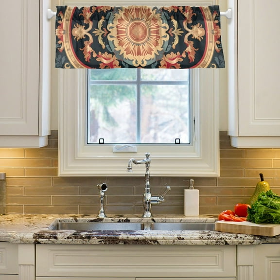 Tribal Pattern Boho Curtain Valances Farmhouse Design Window Treatment Decor Blackout Rod Pocket for Windows Living Room Kitchen 54" x 18"