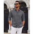 thumbnail image 2 of COOFANDY Men's Classic Soild Oxford Shirts Long Sleeve Untucked Shirt Button Down Chambray Shirt Vacation Party Shirt, 2 of 6
