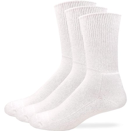 9-11 Diabetic Crew - 3 Pair - White