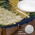 thumbnail image 3 of Navy Blue Christmas Round Tablecloth, Fitted Table Cover with Elastic for 55"-60" Round Tables, Xmas Tree Snowflakes Winter Table Cloth Outdoor Indoor Dinning Party Waterproof Tablecloths, 3 of 7