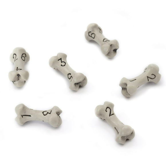 Ensemble de 6 dés - Ensemble de Six dés à 6 Côtés - dés RPG à Thème Crâne et Os. Cadeau Cool et Unique pour Donjons et Dragons (DND), Warhammer, D&D, Pathfinder, D&D. (Os Blanc Propre)