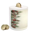 thumbnail image 2 of Christmas Piggy Bank, Tree Branch Border Design with Traditional Berry Ribbon Candy Gingerbread Man, Ceramic Coin Bank Money Box for Cash Saving, 3.6" X 3.2", Multicolor, by Ambesonne, 2 of 4
