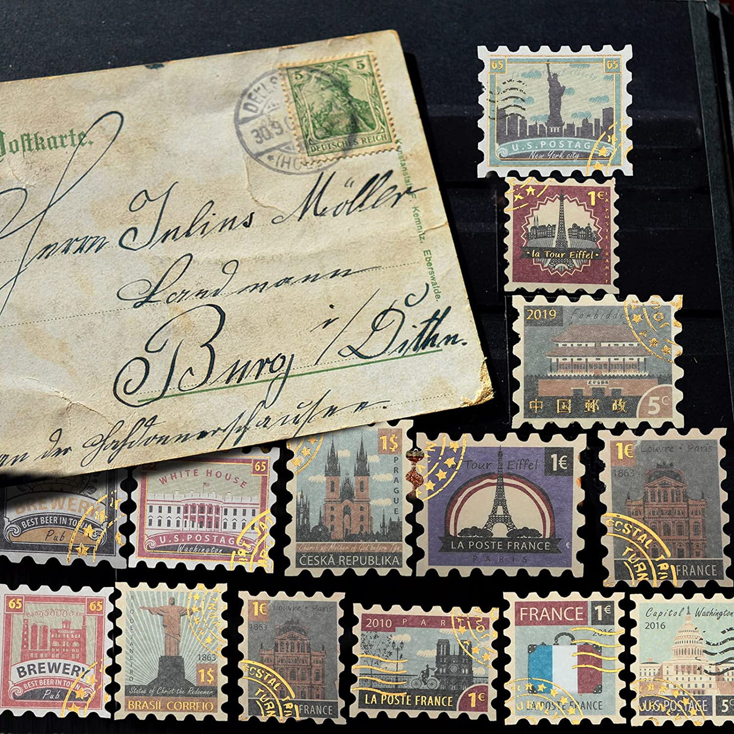316 Pieces Vintage Stamp Stickers Postage Flake Decorative Stickers Set City Mushroom Flower Plant Universe Flake Stickers For Scrapbook Travel Diary Album Card Making Stationery And Diy Crafts Walmart Canada