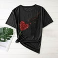 thumbnail image 2 of FDGIU ‌Women's Love Heart Graphic Tee - V-Neck Valentine T-Shirt Comfy Casual Blouse Gift, 2 of 5