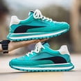 thumbnail image 3 of Men'S Stylish All-Season Sneakers - Round Toe Lace-Up Design, ， Breathable Faux Casual Shoes with PVC Sole,  Green & White Striped Outdoor Sneakers for Hiking, 3 of 9