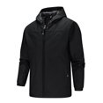 thumbnail image 3 of SWSMCLT Men's Long Sleeve Jacket Full Zip Lightweight Rain Jackets Water Resistant Shell Tops Coat Military Hooded Fall Mountain Tactical Plus Size Windbreaker Soft Casual Black 4X-Large, 3 of 5