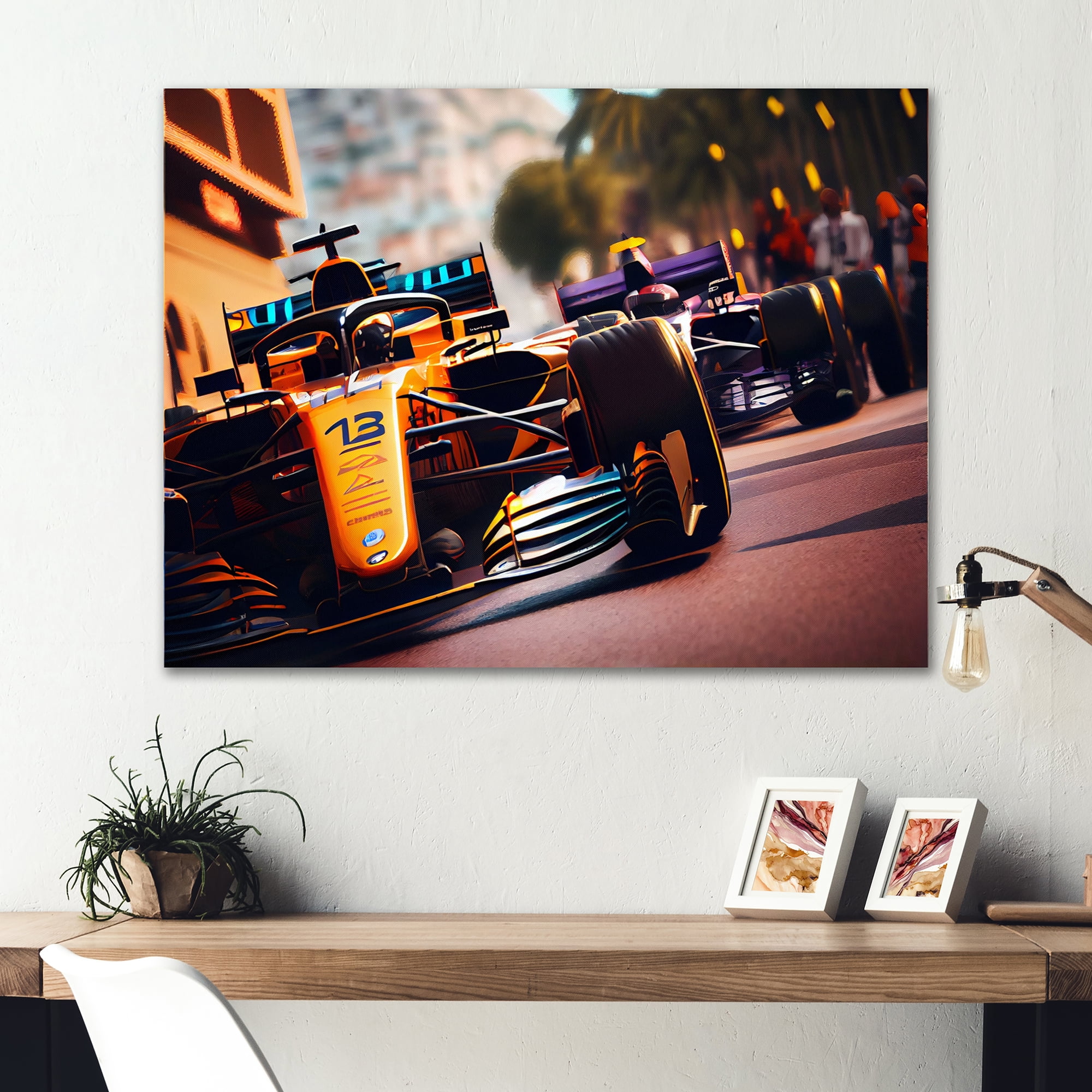Designart Racing car in Monaco GP XII Canvas Wall Art
