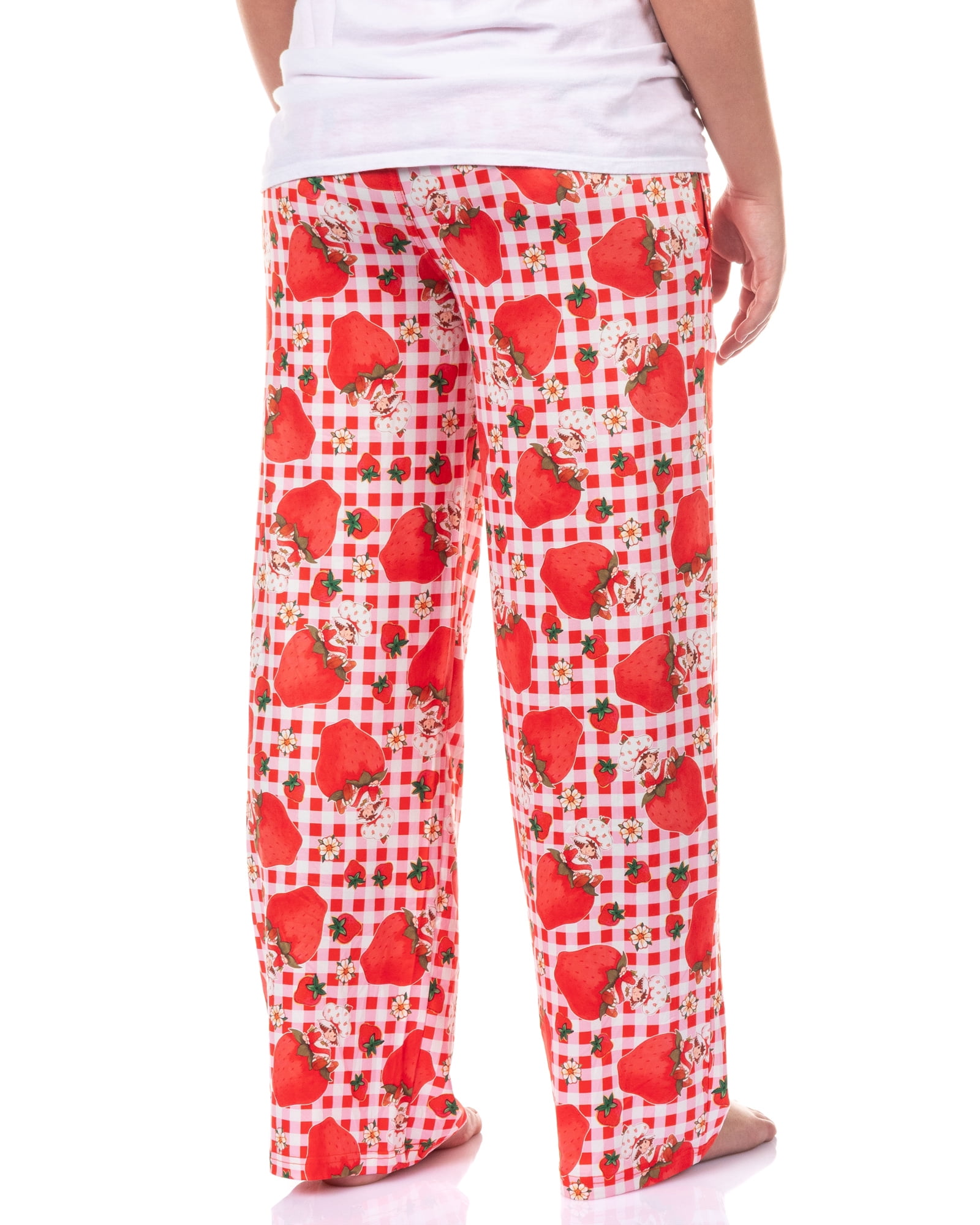Strawberry Shortcake Pajama Pants Women's Gingham Print Lounge Sleep Bottoms