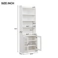 thumbnail image 3 of Euroco 78" Tall Cabinet with Glass Doors, Storage Cabinet for Dining Room Living Room, 8 Tiers Bookshelf with Adjustable Shelves, White, 3 of 9